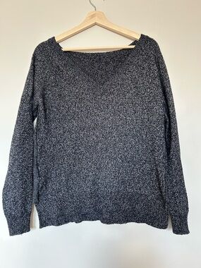 Roots Black & White Marled Knit Crew Sweater
